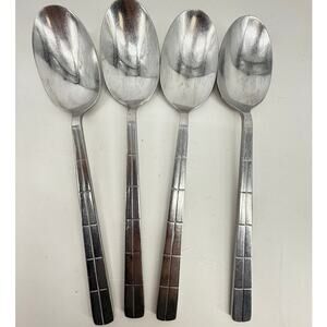 Cambridge Codie Stainless Steel Oval Soup Spoons Lot 4 Geometric 8 Inch